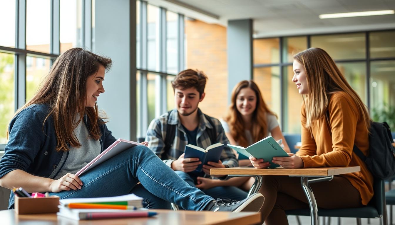 Student using learning strategies while studying